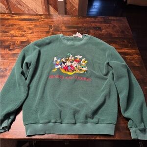 Disney Green Crewneck Sweater with Mickey and Friends